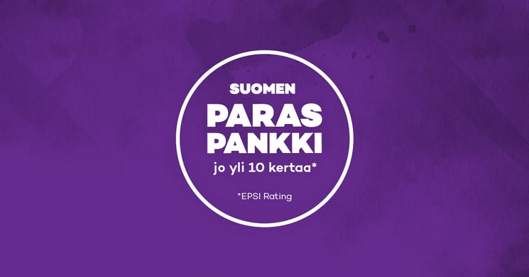 Suomen paras pankki jo yli 10 kertaa. EPSI Rating.