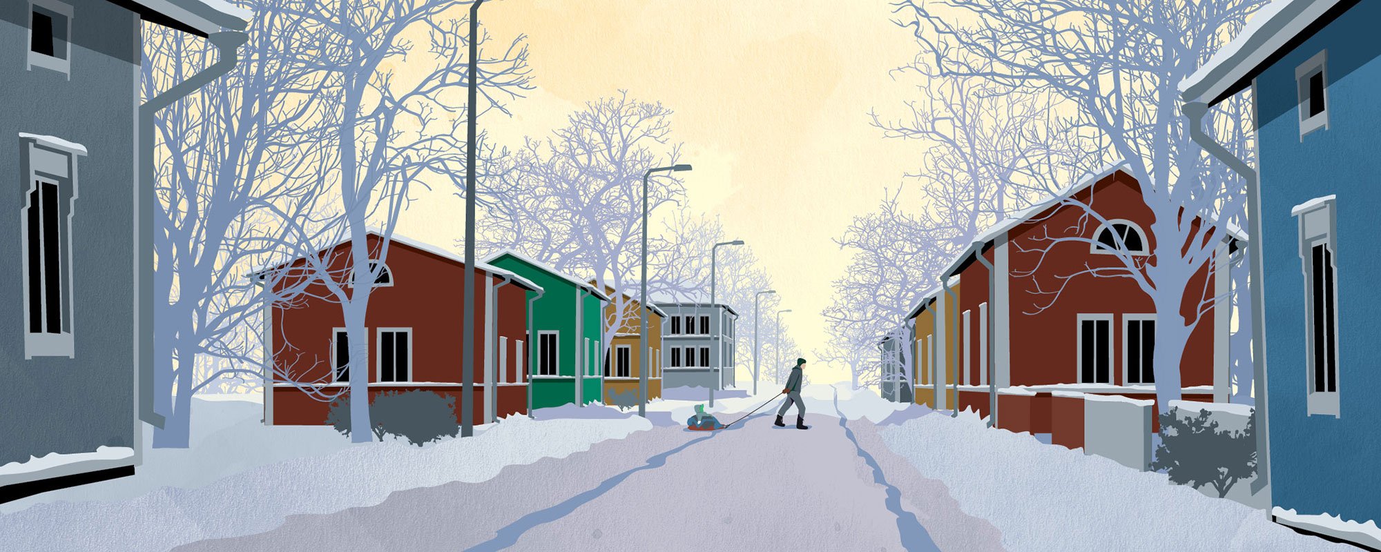 Luminen kylätie, kuvituskuva. 
