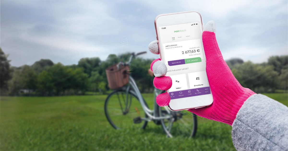 POP Mobiili auki puhelimen ruudulla