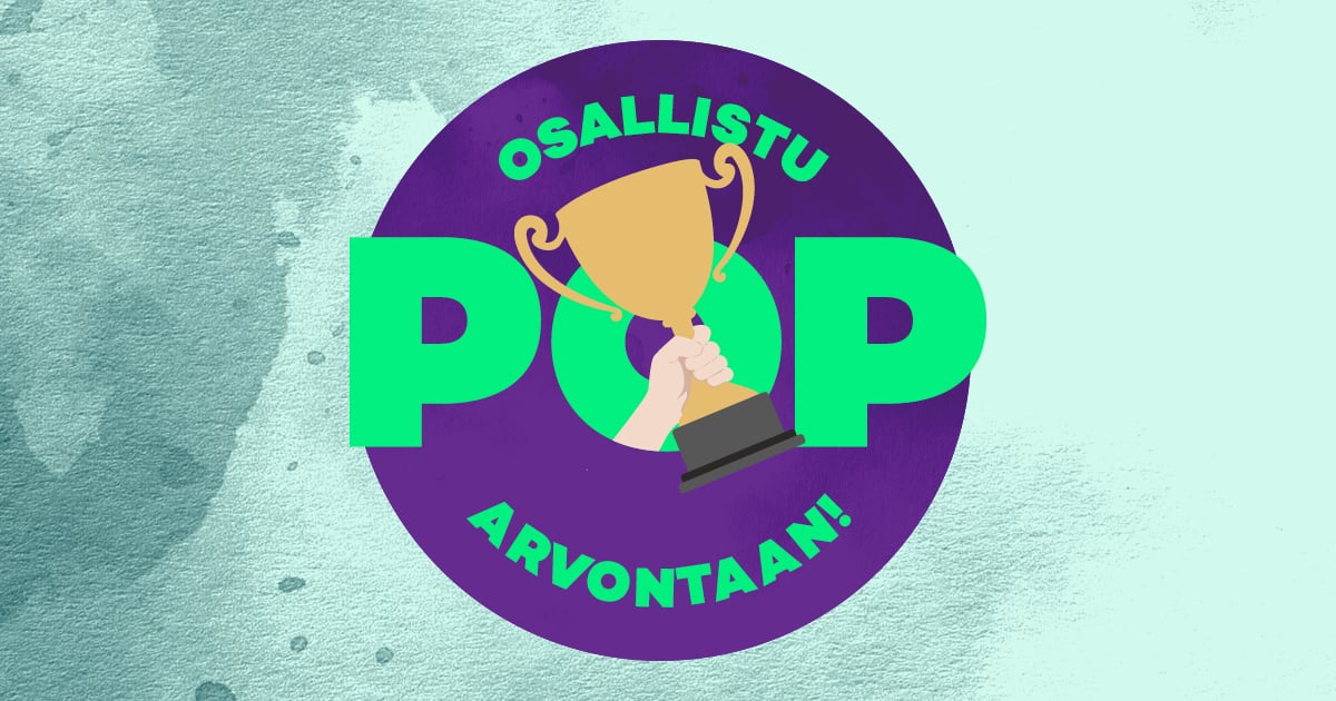 Osallistu arvontaan. Kuvituskuva kädestä, joka kohottaa voittopokaalia.