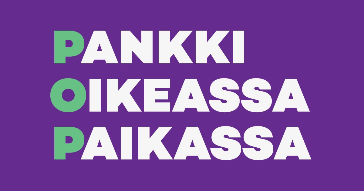 POP - Pankki Oikeassa Paikassa -teksti ja kuvituskuva