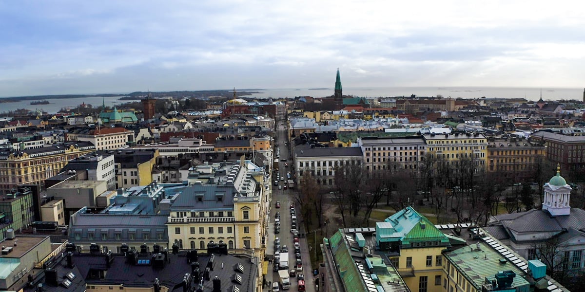 en flygfoto av Helsingfors centrum