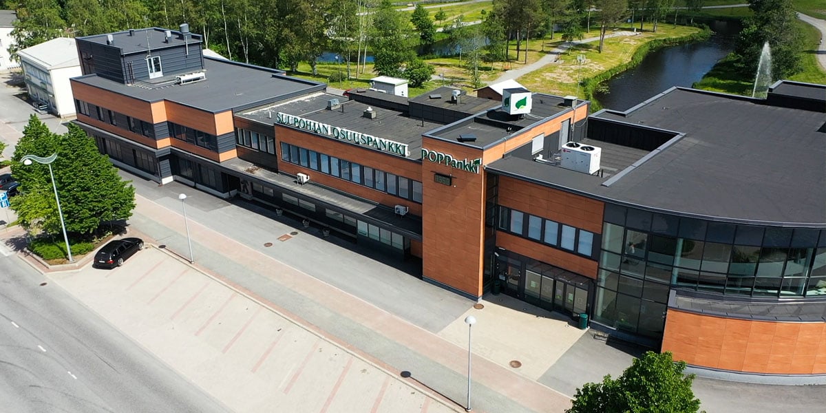En flygfoto av Kauhajoki kontoret.